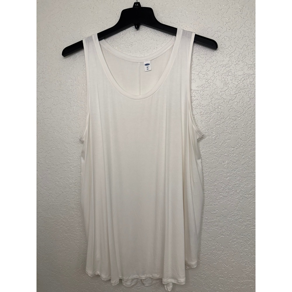 Old Navy Luxe Tank Top Womens XL White Scoop Neck Sleeveless Rayon Blend Basic
